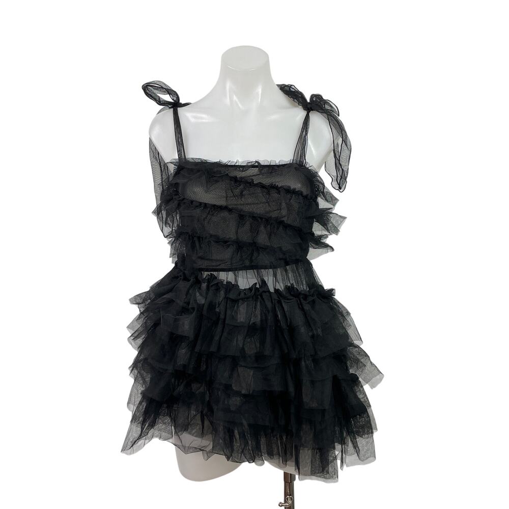 Widow Dusk Devotions Black Sheer Mesh Sleeveless Mini A-Line Tank Dress Size XS